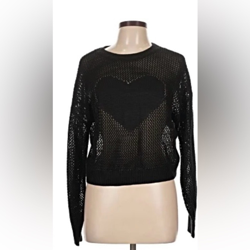 No Boundaries Black Heart Mesh Sweater